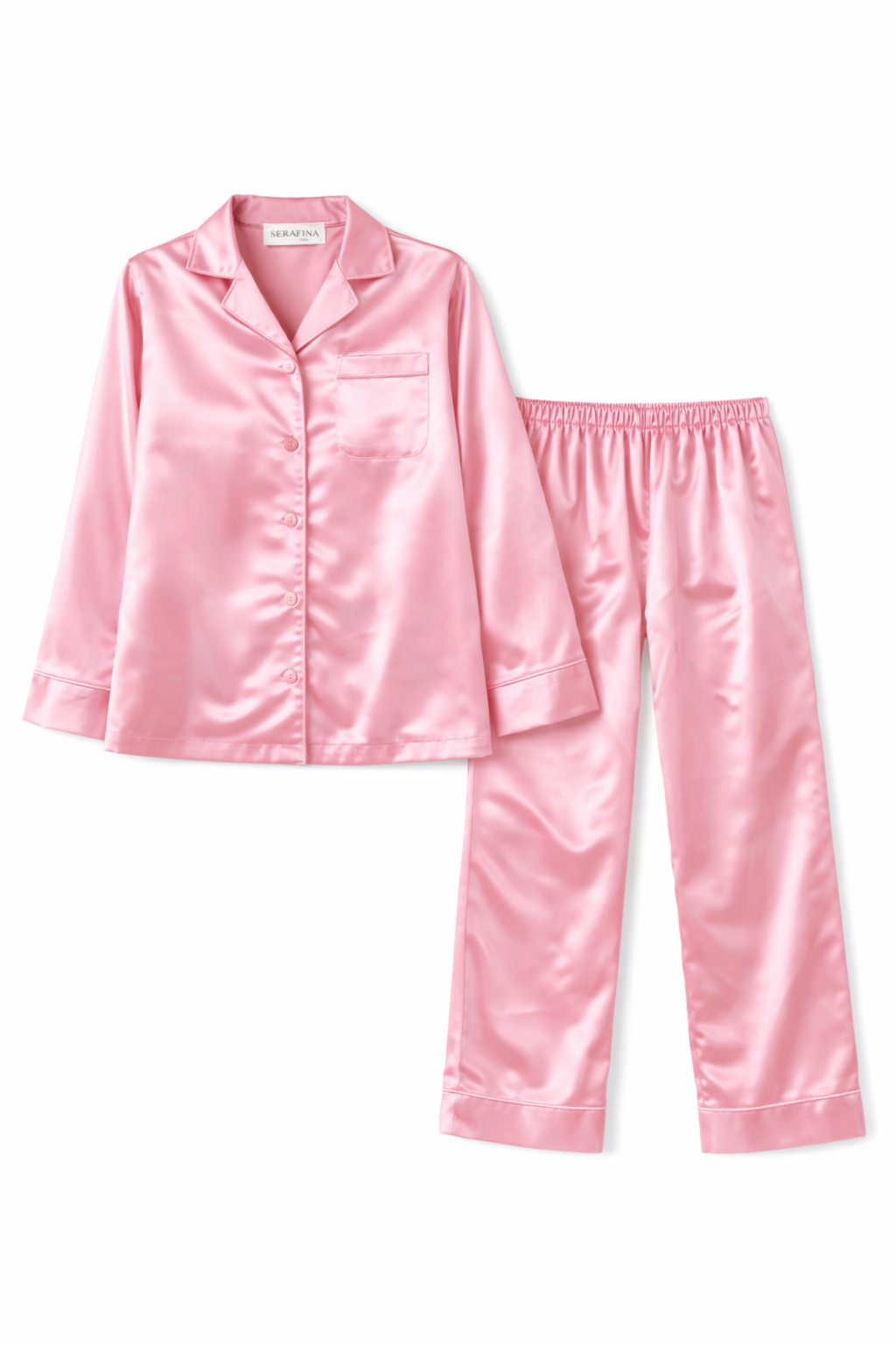 Powder pink satin pajamas