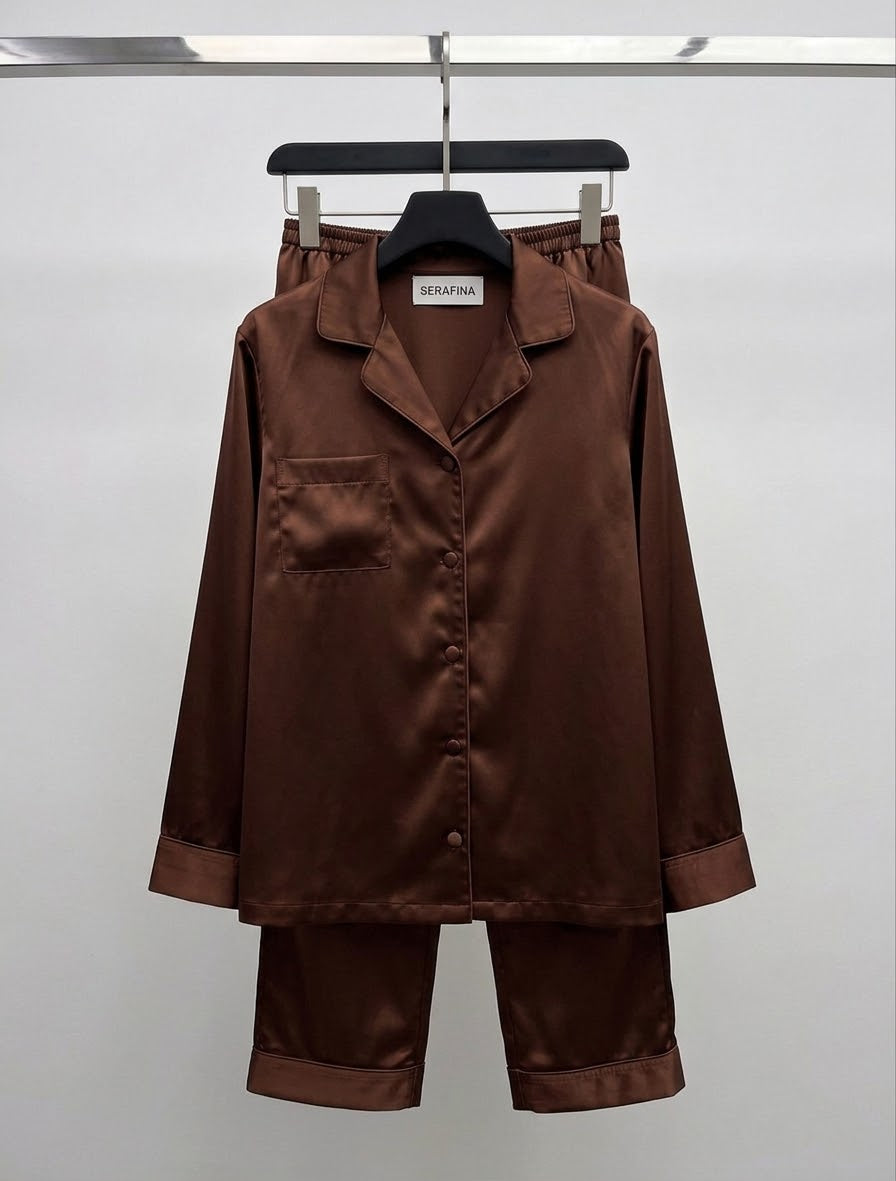 Pyjama en satin chocolat