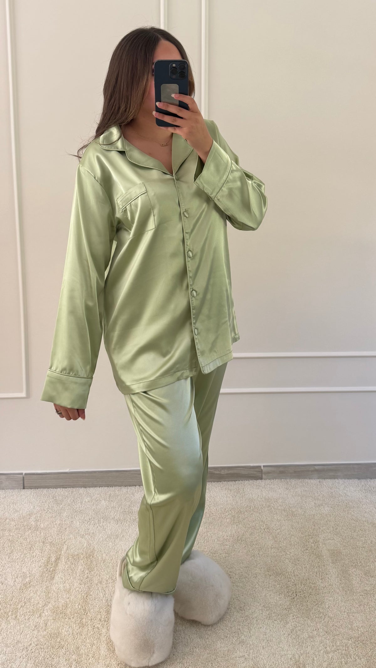 Pyjama en satin pistache