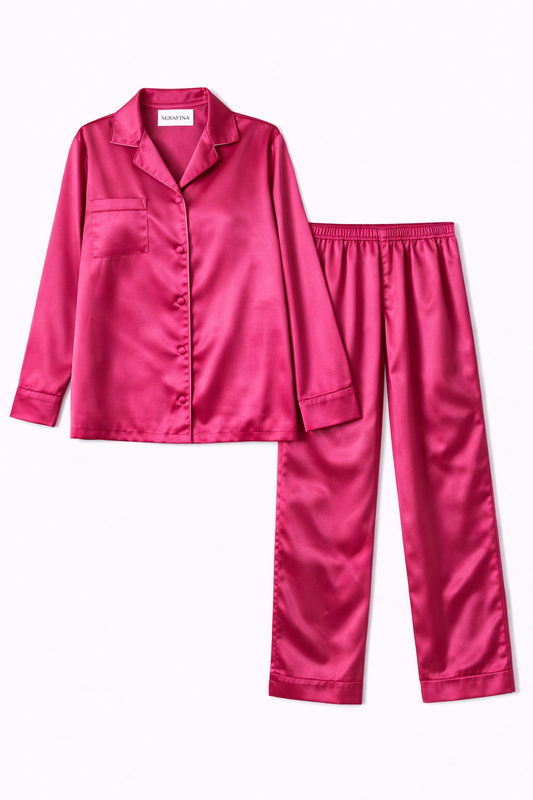 Pyjama en satin rose passion