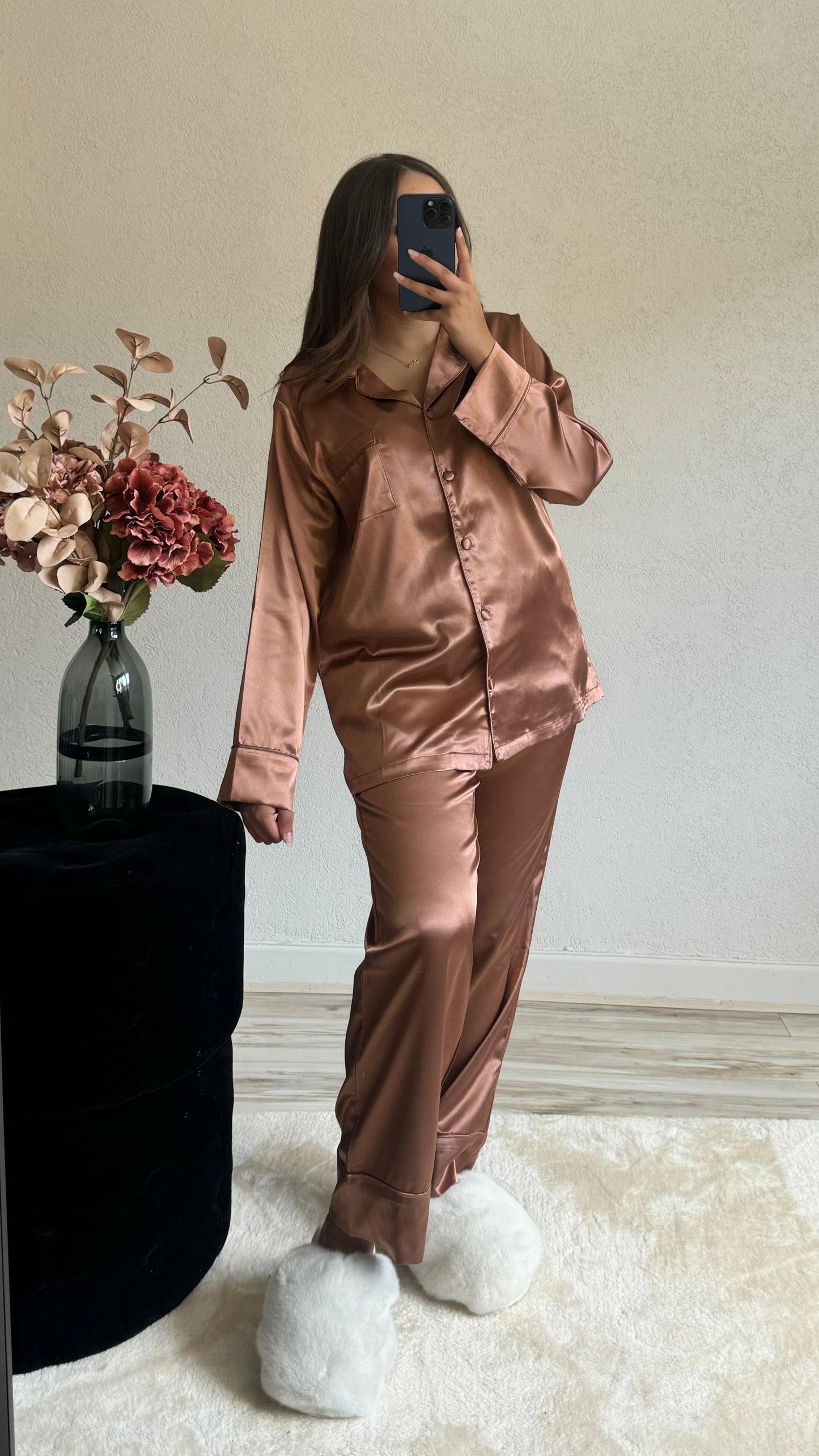 Pyjama en satin Terracota