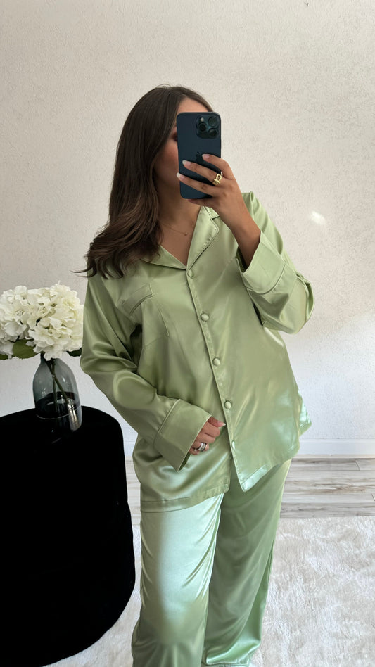 Pyjama en satin pistache