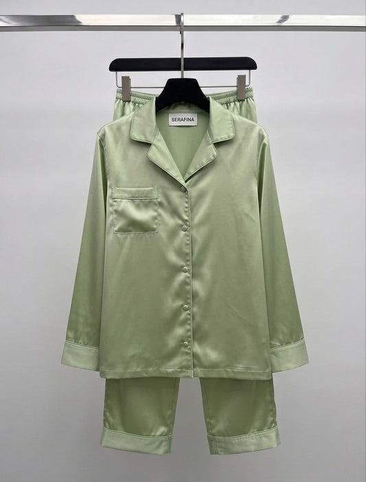 Pyjama en satin pistache