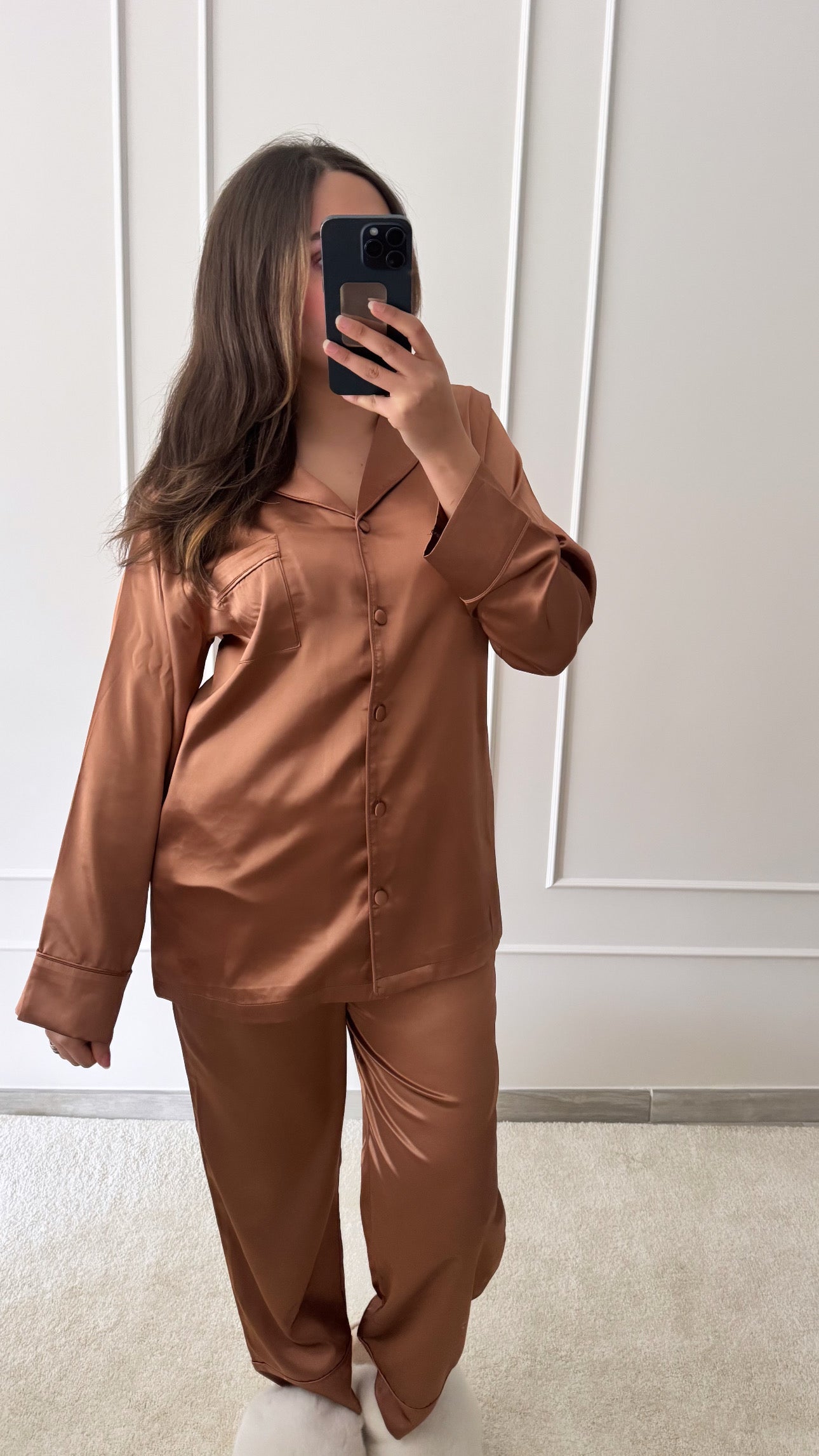 Pyjama en satin Terracota