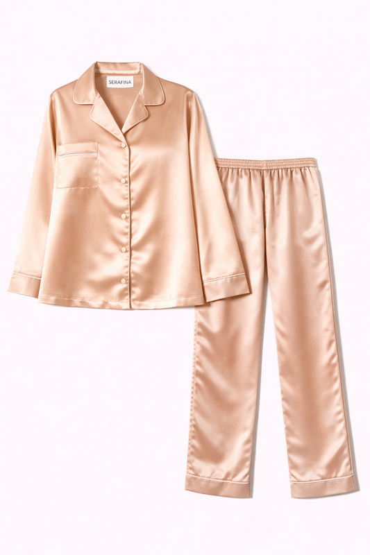 Pyjama en satin pêche