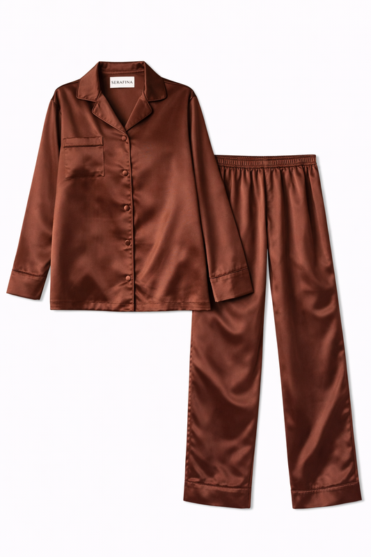 Pyjama en satin chocolat