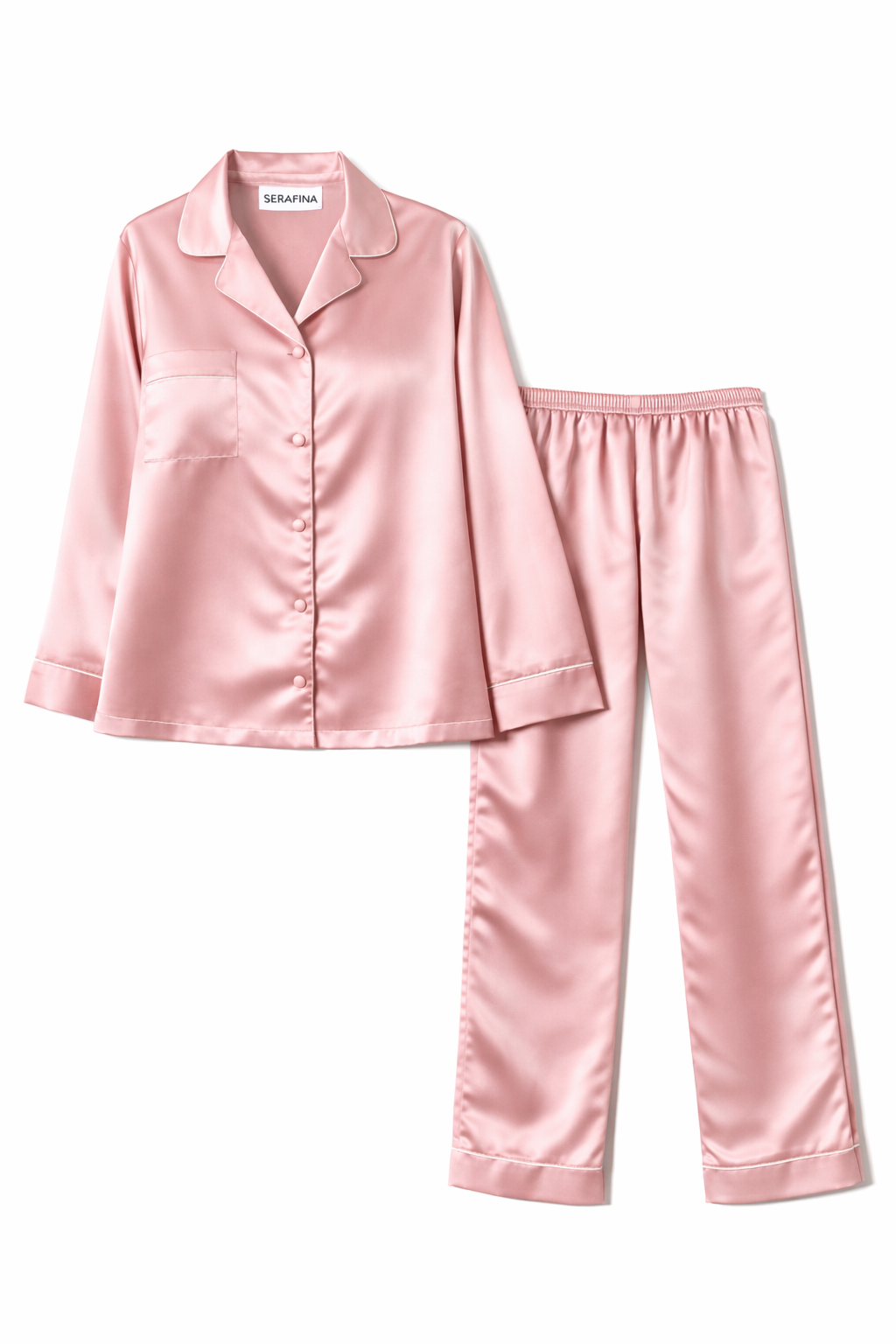 Pyjama en satin rose poudré